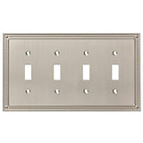 Franklin Brass Classic Beaded (1-Pack) Decorative Light Switch Cover Wall Plates Brushed Nickel 4-Gang, Quad Toggle Guards Elect