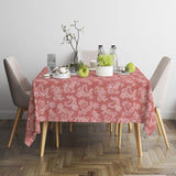 Encasa 4 Seater Dining Table Cloth 145X145 Cm (57X57 In) I Floral Grey Jacquard Style Print On Chambray Homespun Cotton I For Family Gatherings, Parties I Washable - Square