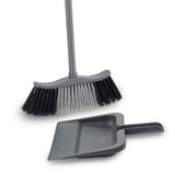 Superio 48inch Grey Broom with ClipOn 10inch Dustpan Lightweight, HeavyDuty Set with Rubber Lip & Comfort Grip for Easy Sweeping o