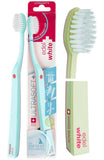 edel+white Ultra-Soft Swiss-Made Toothbrush for Adults - Extra Soft for Sensitive Gums - Super Soft Bristle Design