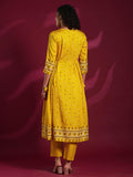 Gosriki Women'S Rayon Viscose Anarkali Printed Kurta With Pant (Dawara Yellow-Vks01-Gs_Xl_Yellow_X-Large),Yellow,,B0F38GVR2V