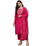 Libas Women's Silk Blend Kurta Sets (GS812_Pink_XL)