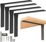 4 Pack Heavy Duty Shelf Brackets 16 Inch by Balin Designs - Decorative L Bracket for Shelves, Metal Shelf Support Bracket, Wall