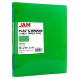 JAM PAPER Plastic 0.5 inch Binder - Green 3 Ring Binder - Sold Individually