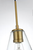 Elegant Lighting Living District Gene 3 Light Brass And Clear Glass Pendant