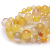 Chicager 10mm Natural Stone Beads for Jewelry Making,Yellow Stripe Agate Polished Smooth Round Gemstone Beads for Bracelet Neckl