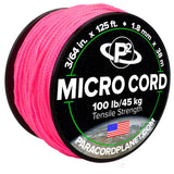 Paracord Planet Micro Paracord - Thin Braided Cord for Crafting, Fishing, and DIY Projects in 125 ft Spools - Neon Pink