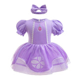 Dressy Daisy Baby Girl Princess the First Romper Costume Onesie Dress Bodysuit with Headband Halloween Birthday Outfit Size 6-9