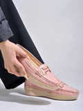 Shoetopia Upper Buckle Detailed Peach Loafers For Women & Gilrs-Eu41,Peach,8,B0D2TVB3JP