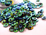 The Design Cart Green Golden Dual Colour 3D Circular Plastic Sequins, 100 Grams, 8 mm Sequins for Embroidery Work, Jewellery Mak