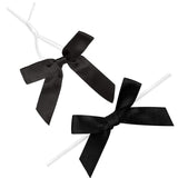 100 Pack Black Satin Ribbon Twist Tie Bows for Treat Bags, Gift Bags, Bakery Candy Bags and Package Decorating Ribbon Bow, Bowkn