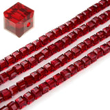 100pcs Czech Faceted Cube Crystal Glass Beads Spacer 8mm (0.3 Inch) Siam Red