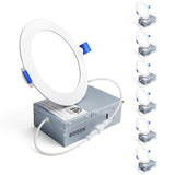 Ensenior 6 Pack 4 Inch LED Recessed Light, Dimmable, 6000K Clear White, 750LM High Brightness, 9W 120V, Damp Rated, Ultra-Thin C