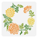 Devasya Crafts Chrysanthemum Stencil, 12x12inch Chrysanthemum Flower Wreath Drawing Painting Stencils Reusable Plastic Stencil D