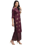 Gosriki Women'S Rayon Straight Kurta With Palazzos & Dupatta (Ayesha_Go_Xl_Wine_X-Large),Wine,,B095YH6VCD