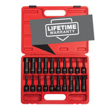 SUNEX TOOLS 2637, 1/2 Drive Master Impact Hex Driver Set, 20Piece, SAE/Metric, 1/4 - 3/4, 6mm - 19mm, Cr-Mo Steel, Dual Size Mar