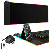 Mouse Pad with Phone Holder, Wireless Charging Desk Mat, RGB Gaming Mousepad Home Office Large Desk Pad with Ultra-Smooth Surfac