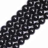 GEM-Inside Natural 8mm Round Black Tourmaline Gemstone Loose Beads Energy Power Beads for Jewelry Making 15