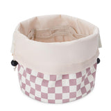 Narwey Barrel Drawstring Checkered Makeup Bag Large Cosmetic Bag Make up Bags Toiletry Bag Travel Bags for Toiletries Organizer