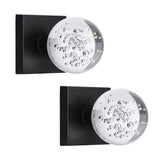 HIEMEY Round Glass Crystal Half Dummy Door Knob Matte Black, Clear Bubble Ball No-Turning Bifold and Closet Door Handles,2 Pack