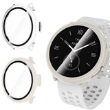 WD&CD 2 Pack Case Compatible for Amazfit Active 2 White+Clear, Hard PC Case with Tempered Glass Screen Protector Compatible with