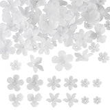 FASHEWELRY 60Pcs Transparent Acrylic Flower Bead Caps White Frosted Floral Loose Craft Beads 6 Styles Blossom Spacer Beads Caps