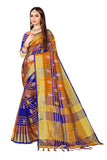 DHRUVI TRENDZ Cotton Silk Women Saree (DT-S2105-1_Blue)