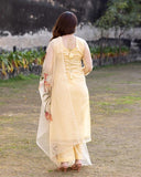 Anni Designer Women'S Chanderi Cotton Straight Printed Kurta With Pant & Dupatta (Falak-Cream-Sm_3Xl_Cream_Xxx-Large),Cream,3XL,Cotton,Regular,