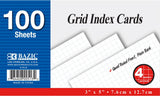 BAZIC 100 Ct. White Index Cards. 3 X 5 Quad Ruled Flash Cards for School, Stationery, or Office Supplies (513)