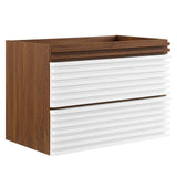 Modway Render 30 WallMount Bathroom Vanity in White Walnut Sink Basin Not Included