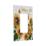 Rustic Wooden Sunflower Bee Oil Painting Single Rocker/Decora Wall Plate 1 Gang Light Switch Cover Plate Decorative GFCI Outlet