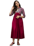 Gosriki Women'S Viscose Rayon Maroon & Grey Printed Flared Kurta (Ruh-Maroon-Dress_Xl-Gs_Maroon_X-Large),Maroon,,B0BRL38JXV