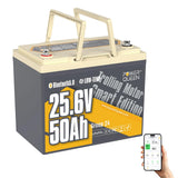 Power Queen 24V50Ah LiFePO4 Battery with Bluetooth 5.0 Remote Control, Low-temperature Protection, 1280Wh Energy, Deep Cycle Lit
