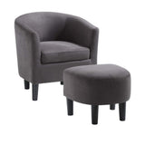 Convenience Concepts Take a Seat Churchill Accent Chair with Ottoman, Dark Gray Microfiber