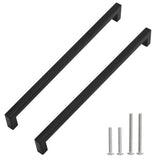 Redunest Cabinet Pulls Matte Black Cabinet Handles Square Drawer Pulls, 10 Pack 12-3/5 Inch Stainless Steel Kitchen Door Cupboar