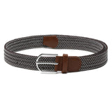 Mutaqinoti MenS Brown And White Stretchable Braided Belts For Men And Women Woven Belt With Leather Ends (2634 Inch Waist) (Be