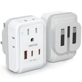 1 Pack UK Adapters for Travel, VINTAR PD 35W Foldable US to UK Plug Adapter with 4 AC Outlets & 3 USB Ports (2 USB-C), Type G Po