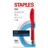STAPLES 651255 Sonix Retractable Gel-Ink Pens Medium Point Red Dozen (13562-Cc)