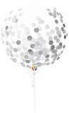 PartyMate PreFilled Confetti Balloons with Curling Ribbon, 17Inch, Silver