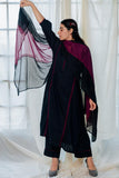 Anni Designer Women'S Rayon Viscose A-Line Solid Kurta With Pant & Dupatta (Nanad Black_M_Black_Medium),Black,M,,,