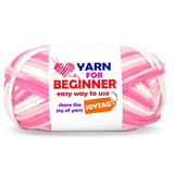 50g Rainbow Beginner Crochet Yarn for Crocheting and Knitting Multicolor Cotton Crochet Yarn for Beginners(Pink Variegated)