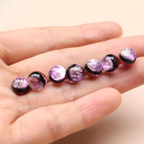 20pcs 8mm Purple Color Luminous Lampwork Glass Beads Handmde Glow in The Dark Loose Bead Round for Jewelry Bracelet Neckalce Ear