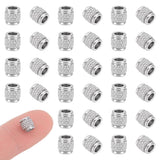 UNICRAFTALE 50Pcs Column European Beads 6mm Diameter Stainless Steel Spacer Beads 3.5mm Large Hole Bead Textured Loose Bead for
