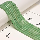30 Pcs 4x13mm Natural Light Green Aventurine Crystal Bead Smooth Cylinder Tube Spacer Beads for Bracelets Jewelry Making