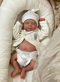 Zero Pam 45 CM Real Life Reborn Baby Dolls Boy Eyes Closed with Realistic Veins, 18 Inch Lifelike Poseable Anatomically Correct