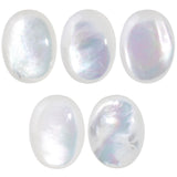 Nupuyai Pack of 5 Oval White Shell Cabochons for Jewelry Making, Cabochons Flatback DIY Art Project Jewelry Making Supplies, 13x