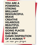 MQMRYeto Funny Encouragement Card for Women,Promotion Card for Men, You Are An Inspiration of A Human,Motivational Cards, New Jo