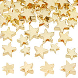 PH PandaHall 64pcs 14K Gold Star Beads, 4 Sizes Brass Star Spacer Beads Long Lasting Loose Beads for Necklace, Bracelet, Earring