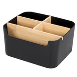 Segarty Black Desktop Organizer, Detachable Bamboo Remote Control Holder, Desk Storage Box Pencil Pen Holder Caddy for Office Ho