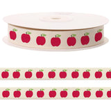 10 Yards Red Apples Natural Ribbon for Crafting Sewing, 3/5 Inch Herringbone Cotton Ribbons for Gift Wrapping, Back to School Ri